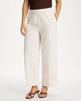 Chico's | Pinstriped Linen-Cotton Crop Pant/ Natural