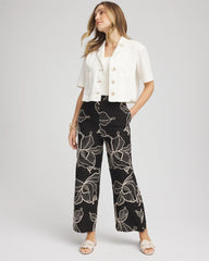 Chico's | Embroidered Wide-Leg Cropped Pants/ Black