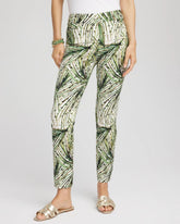 Chico's | Brigitte™ Slim Ankle Palm-Print Pants/ Ecru
