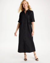 Chico's | Embellished Linen-Cotton Shirtdress/ Black