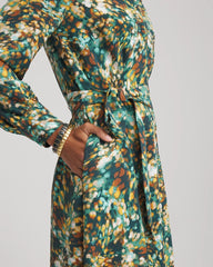 Chico's | Printed Long-Sleeved Shirtdress/ Darkest Spruce