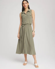 Chico's | Travelers™ Knit Sleeveless Shirtdress/ Dusty Olive