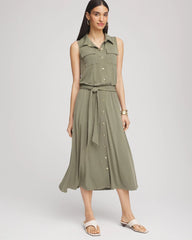 Chico's | Travelers™ Knit Sleeveless Shirtdress/ Dusty Olive