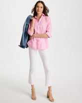 Chico's | Petite No Stain Girlfriend Fray Hem Kick Flare Jeans/ Alabaster