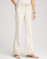 Chico's | Colorblock Wide Flare Jeans/ Neutral