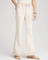Chico's | Colorblock Wide Flare Jeans/ Neutral