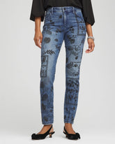 Chico's | Mixed-Media Girlfriend Slim Ankle Jeans/ Emilia Indigo