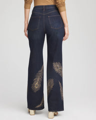 Chico's | Embellished High-Rise Wide-Leg Jeans/ Marconi Indigo