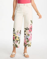 Chico's | Printed Pull-On Wide Crop Jeans/ Sea Salt