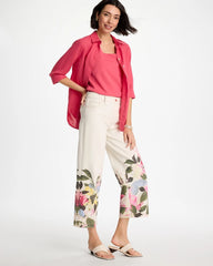 Chico's | Printed Pull-On Wide Crop Jeans/ Sea Salt