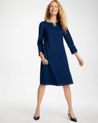Chico's | Bell Sleeve Knit Denim Dress/ Indigo