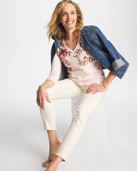 Chico's | Stretch-Cotton 3/4 Sleeve Perfect Tee/ Siesta Rose