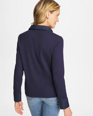 Chico's | Collared Rib Mix Henley/ Passport Blue