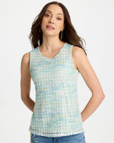 Chico's | Mermaid Sequin Mesh Crochet Tank/ Blue Orchid