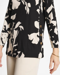 Chico's | Blossom Matte Jersey Button Tunic/ Black