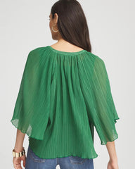 Chico's | Textured Pleated Chiffon Blouse/ Jardin Green
