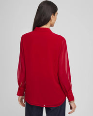 Chico's | Pintuck Georgette Tunic/ Carmine Red