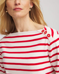 Chico's | Bateau Neck Stripe Top/ Love Letter Red