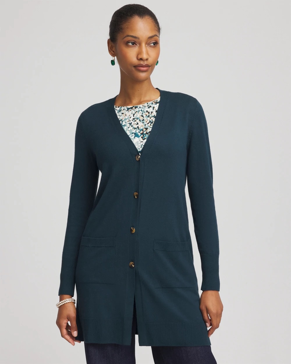 Chico's | Ella Pocketed Cardigan Sweater/ Teal Shadow