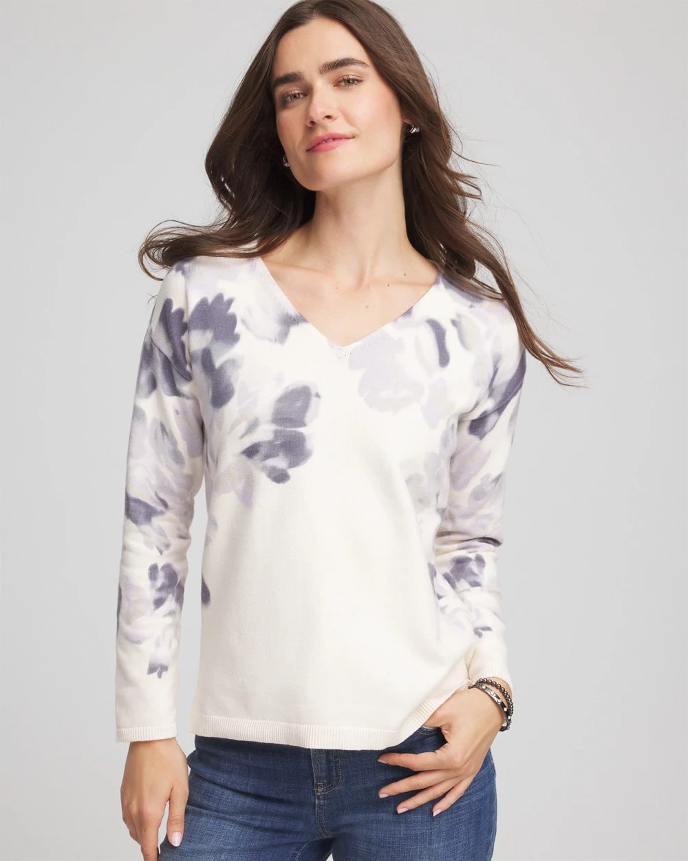 Chico's | Printed V-Neck Sweater/ Multi