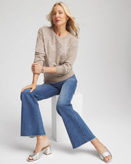 Chico's | Floral Sequined Pullover/ Smokey Taupe