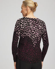 Chico's | Ella Printed V-Neck Sweater/ Black