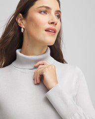 Chico's | Metallic Turtleneck Pullover Sweaters/ Silver Glitter