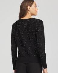 Chico's | Ella Embellished Dolman Pullover Sweater/ Black