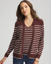 Chico's | Ella Striped Long-Sleeve Cardigan/ Cacao