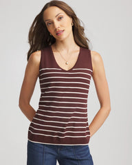 Chico's | Ella Striped Sweater Tank/ Cacao