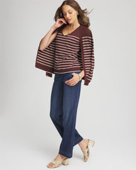 Chico's | Ella Striped Sweater Tank/ Cacao