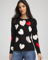 Chico's | V-Day Multi-Heart Pullover/ Black