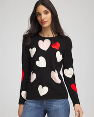 Chico's | V-Day Multi-Heart Pullover/ Black