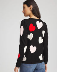 Chico's | V-Day Multi-Heart Pullover/ Black