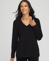 Chico's | Embellished V-Neck Pullover Sweater/ Black
