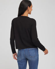 Chico's | V-Day Embroidered Crewneck Cardigan/ Black