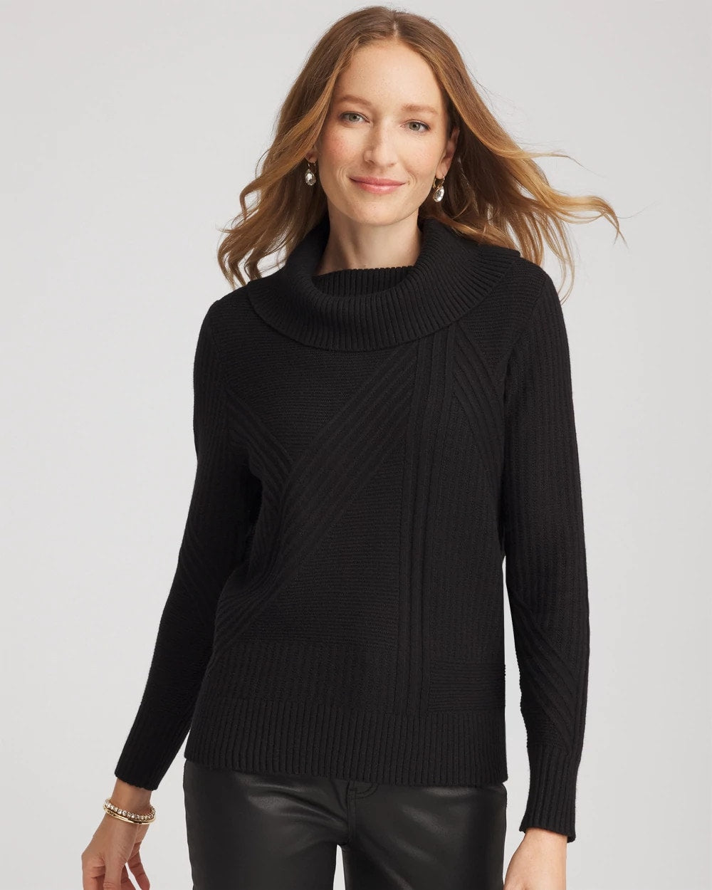 Chico's | Ribbed Cowlneck Sweater/ Black
