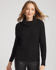 Chico's | Ribbed Cowlneck Sweater/ Black