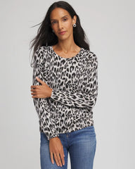 Chico's | Animal Crewneck Cardigan/ English Cream