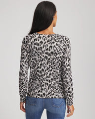 Chico's | Animal Crewneck Cardigan/ English Cream