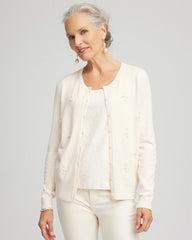 Chico's | Embellished Crewneck Cardigan/ English Cream