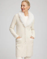 Chico's | Fur Trim Cardigan/ English Cream