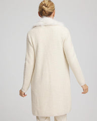 Chico's | Fur Trim Cardigan/ English Cream