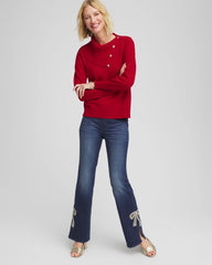 Chico's | Button Envelope Neck Sweater/ Carmine Red