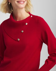 Chico's | Button Envelope Neck Sweater/ Carmine Red