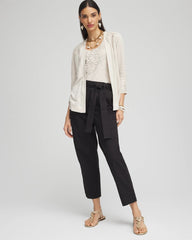 Chico's | Poplin Pull-On Tapered-Leg Cropped Pants/ Black