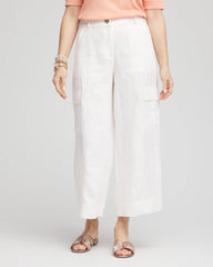 Chico's | Linen Cargo Wide-Leg Cropped Pants/ Alabaster