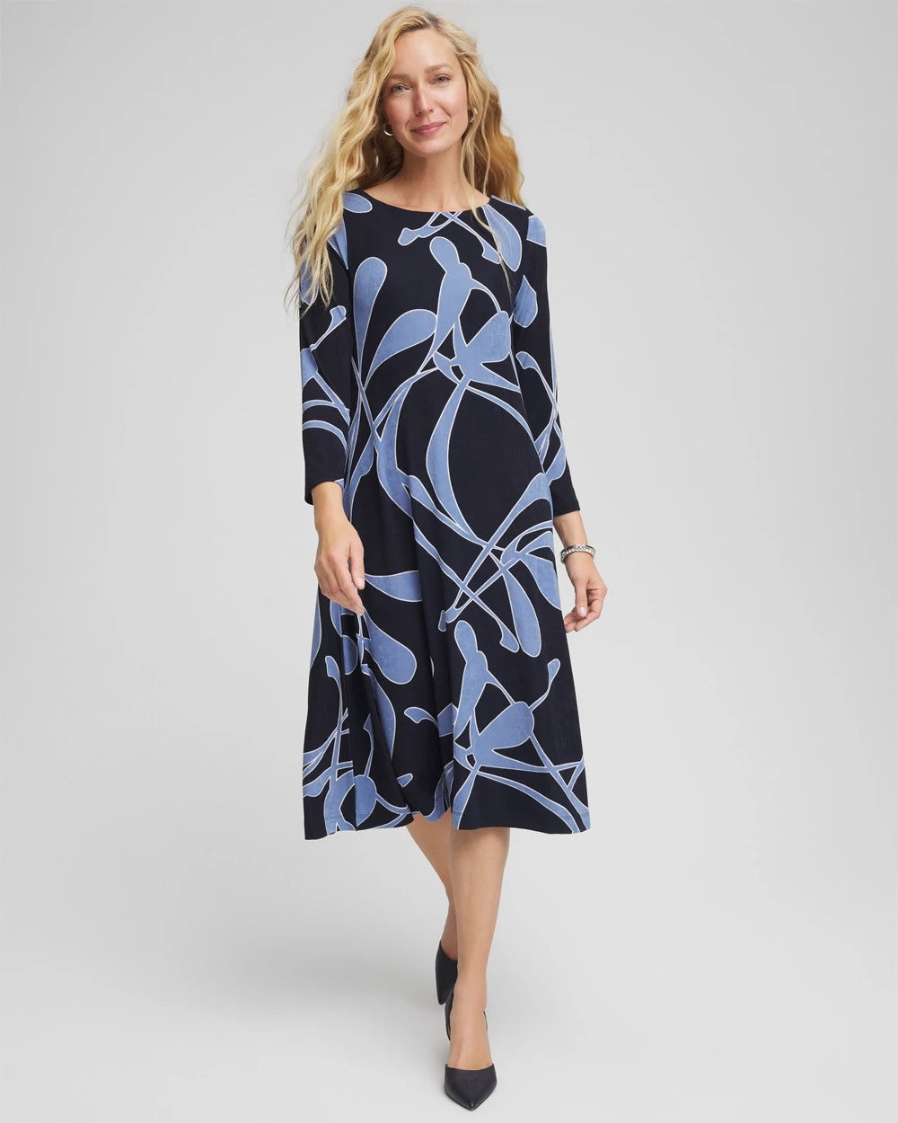 Chico's | Travelers™ Abstract Midi Dress/ Travelers India Ink