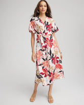 Chico's | Tonal Floral Ruffle-Sleeved Midi Dress/ Multi
