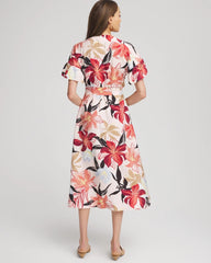 Chico's | Tonal Floral Ruffle-Sleeved Midi Dress/ Multi